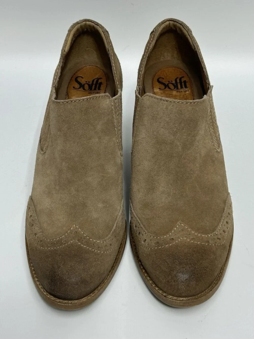 Sofft Women’s Suede Ankle Bootie Size 8 Tan Slip on Boho Office Work